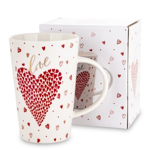 Kubek z porcelany biało czerwony w opakowaniu 440ml 13x13x8,5 177514