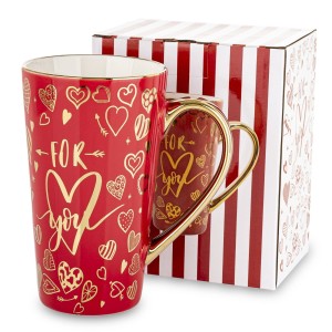 Kubek z porcelany biało czerwony w opakowaniu 450ml 14,5x13x8,5,5 177513