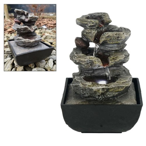 Fontanna dekoracyjna ogrodowa figurka kaskada ogrodowa z oświetleniem led mała 17,5x13x13