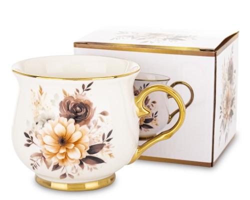 Kubek z porcelany kubek w kwiaty filiżanka do kawy herbaty 430 ml  177411