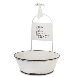 Kwietnik metalowy retro biały imitacja kranu  35x24x24 183459