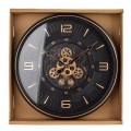 Zegar ścienny czarny cichy mechanizm ruchome zębatki 50cm HTBE4609