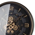 Zegar ścienny czarny cichy mechanizm ruchome zębatki 50cm HTBE4609