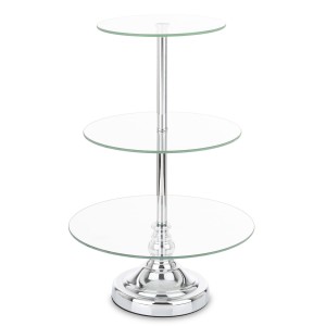 Patera taca metalowa lustro srebrna 3 poziomy 49x29,5x29,5 180092