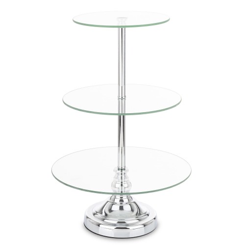 Patera taca metalowa lustro srebrna 3 poziomy 49x29,5x29,5 180092
