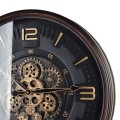 Zegar ścienny brąz cichy mechanizm ruchome zębatki 50cm HTBE4616