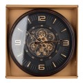 Zegar ścienny brąz cichy mechanizm ruchome zębatki 50cm HTBE4616