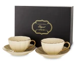 Filiżanka filiżanki porcelana beżowo złote kpl. 2 szt 220ml  184485