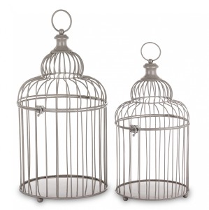 Klatka metalowa dekoracyjna srebrna kpl. 2 szt 60/50cm 184635