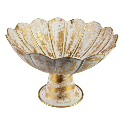 Patera dekoracyjna metalowa złota 22x33 HIWE4173