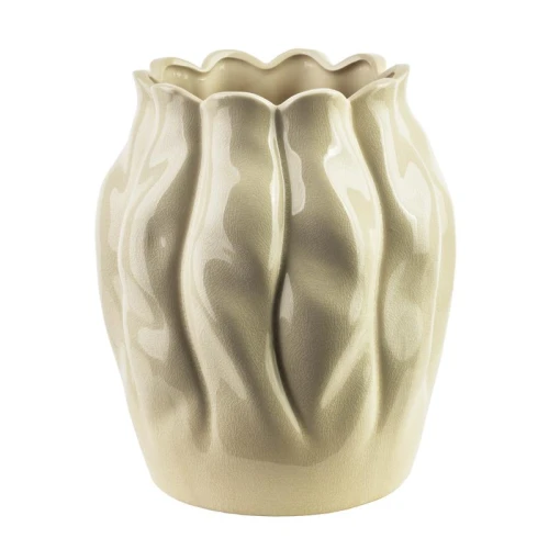 Wazon dekoracyjny ceramiczny beżowy 24x20x15 HTTX9413