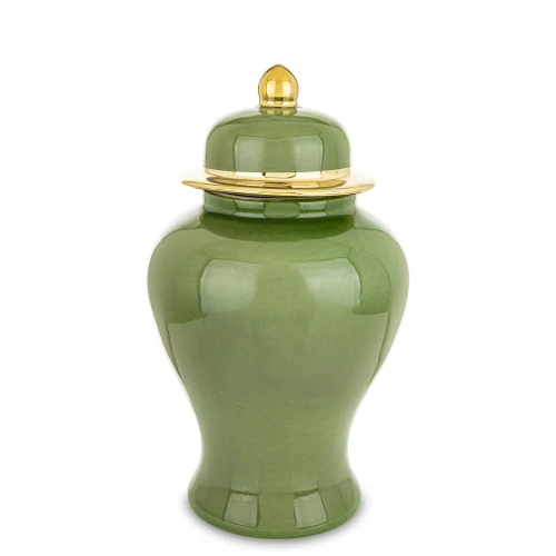 Amfora pojemnik ceramiczny urna waza wazon ozdobny zielono złoty 38x20x20 176349