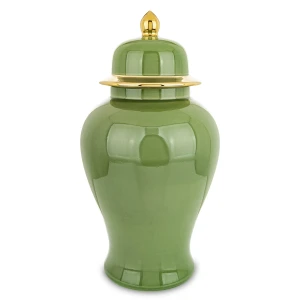 Amfora pojemnik ceramiczny urna waza wazon ozdobny zielono złoty  48x24x24 176348