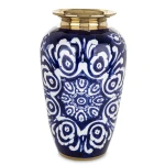 Wazon pojemnik ceramiczny waza ozdobny niebiesko złoty 27,5x16x16 175001