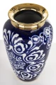 Wazon pojemnik ceramiczny waza ozdobny niebiesko złoty 27,5x16x16 175001