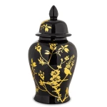 Amfora pojemnik ceramiczny urna waza wazon ozdobny czarno złoty 49x25x25 182951