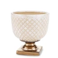 Osłonka donica doniczka ceramiczna biało złota  16,5x15,5x15,5 163005