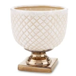 Osłonka donica doniczka ceramiczna biało złota 18,5x17,5x17,5 163006