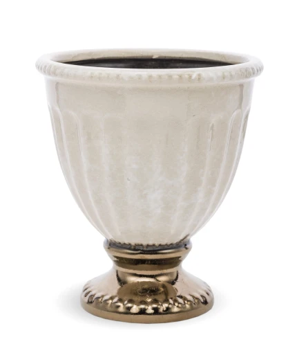 Osłonka donica doniczka ceramiczna kremowo złota 16,5x15x15  127417