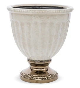 Osłonka donica doniczka ceramiczna kremowo złota 23,5x21x21 127419