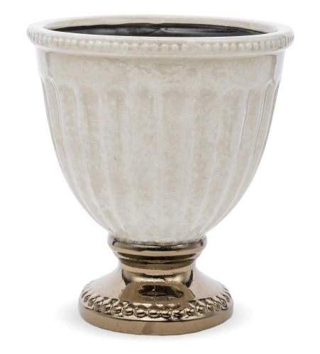 Osłonka donica doniczka ceramiczna kremowo złota 23,5x21x21 127419