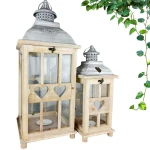 Latarnia lampion drewniany świecznik latarenka brąz 2szt 60/41cm  21AW0118