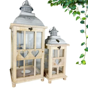 Latarnia lampion drewniany świecznik latarenka brąz 2szt 60/41cm  21AW0118