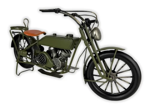 Replika motocykla pojazdu zielonego zabytkowa 17x34x10 25XJZ067