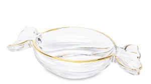 Patera  miska dekoracyjna szklana w kształcie cukierka złota 5x25x15 173415