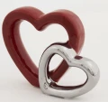 Figurka dekoracyjna dwa serca czerwono srebrna love 11,5x15 121907