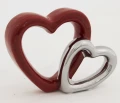 Figurka dekoracyjna dwa serca czerwono srebrna love 11,5x15 121907
