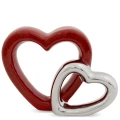 Figurka dekoracyjna dwa serca czerwono srebrna love 11,5x15 121907
