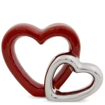 Figurka dekoracyjna dwa serca czerwono srebrna love 11,5x15 121907