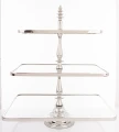 Patera dekoracyjna lustrzana srebrny 3 poziomowa 55x47x31 173345