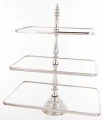Patera dekoracyjna lustrzana srebrny 3 poziomowa 55x47x31 173345