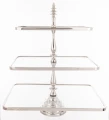 Patera dekoracyjna lustrzana srebrny 3 poziomowa 55x47x31 173345