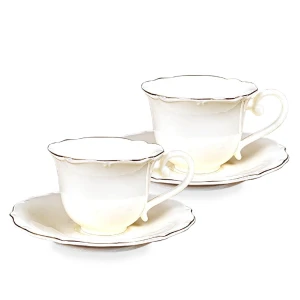 Filiżanka filiżanki porcelana biało złote kpl. 2 szt z podstawką  220 ml 185581