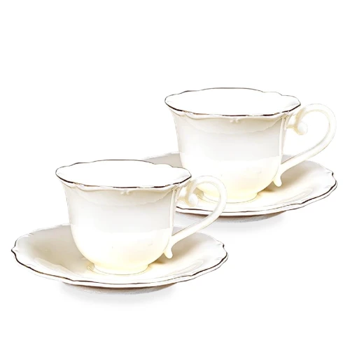Filiżanka filiżanki porcelana biało złote kpl. 2 szt z podstawką  220 ml 185581