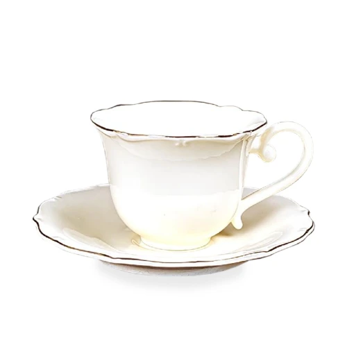 Filiżanka z porcelany biało złota  z podstawką 220 ml 185581
