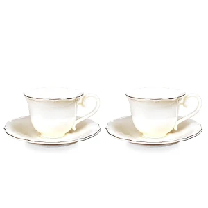 Filiżanka filiżanki porcelana biało złote kpl. 2 szt z podstawką  90 ml 185572