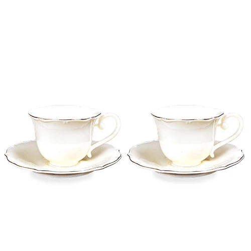 Filiżanka filiżanki porcelana biało złote kpl. 2 szt z podstawką  90 ml 185572