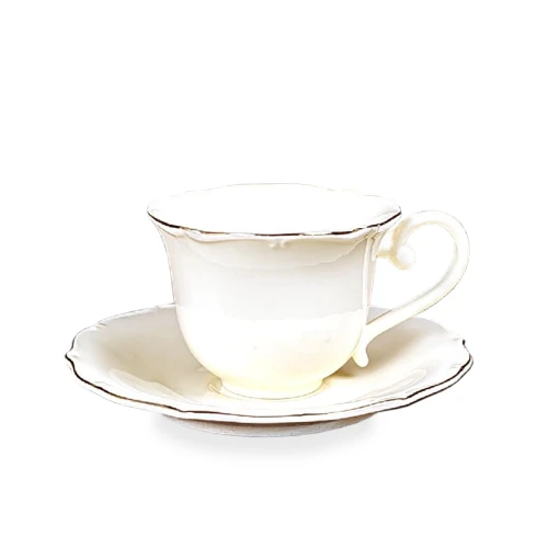 Filiżanka z porcelany biało złota  z podstawką 90 ml 185570