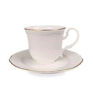 Filiżanka z porcelany biało złota  z podstawką 220ml 185560
