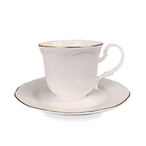 Filiżanka z porcelany biało złota  z podstawką 220ml 185560
