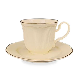 Filiżanka z porcelany beżowo złota  z podstawką 220ml 185557