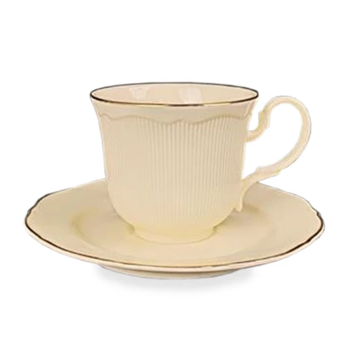 Filiżanka z porcelany beżowo złota  z podstawką 220ml 185557