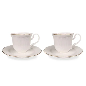 Filiżanka filiżanki porcelana biało złote kpl. 2 szt z podstawką  90 ml 185556