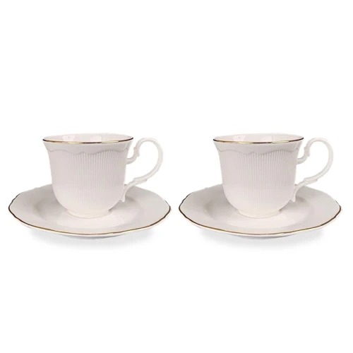 Filiżanka filiżanki porcelana biało złote kpl. 2 szt z podstawką  90 ml 185556