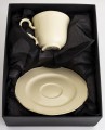 Filiżanka z porcelany beżowo złota  z podstawką 90ml 185551