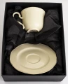 Filiżanka z porcelany beżowo złota  z podstawką 90ml 185551